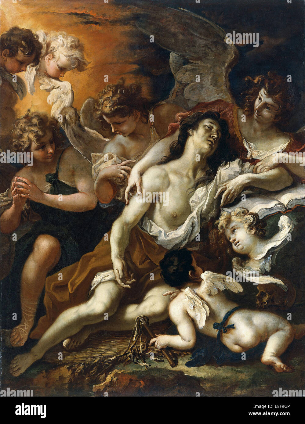 Saint Mary Magdalen von Engeln umgeben. Künstler: Ricci, Sebastiano (1659-1734) Stockfoto