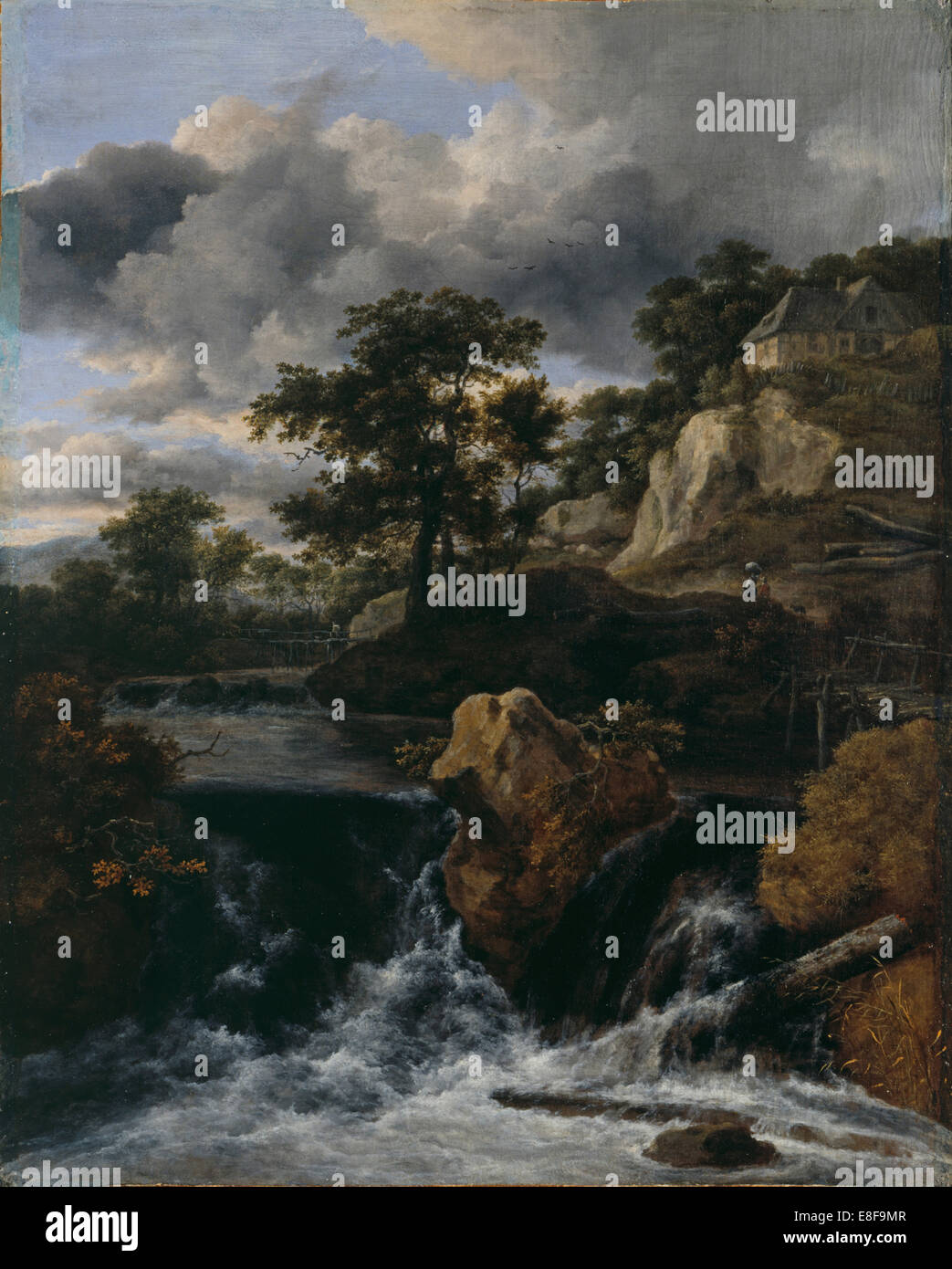 Hügelige Landschaft mit Wasserfall. Künstler: Van Ruisdael, Jacob Isaacksz (1628/29-1682) Stockfoto