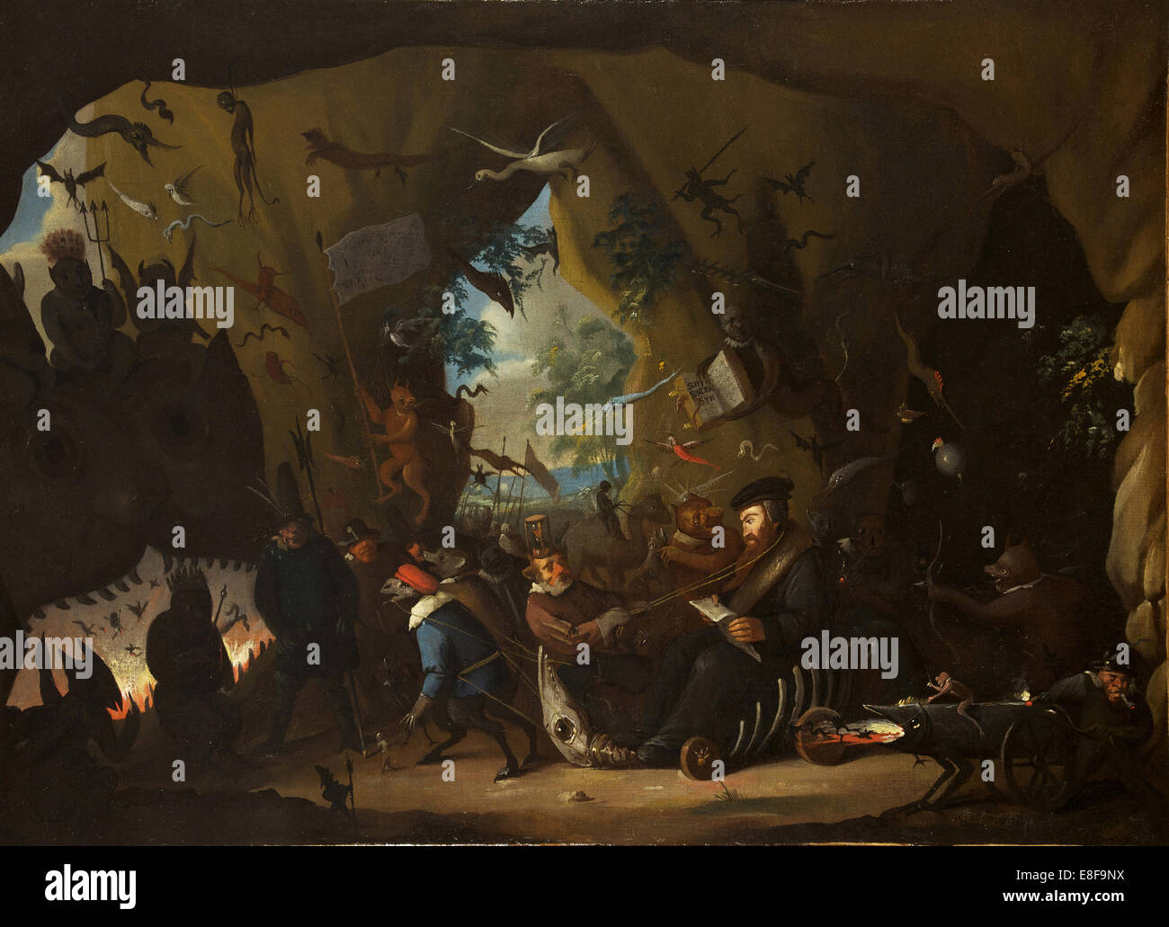 Calvin in der Hölle. Künstler: Heemskerk, Egbert van, der jüngere (1676-1744) Stockfoto