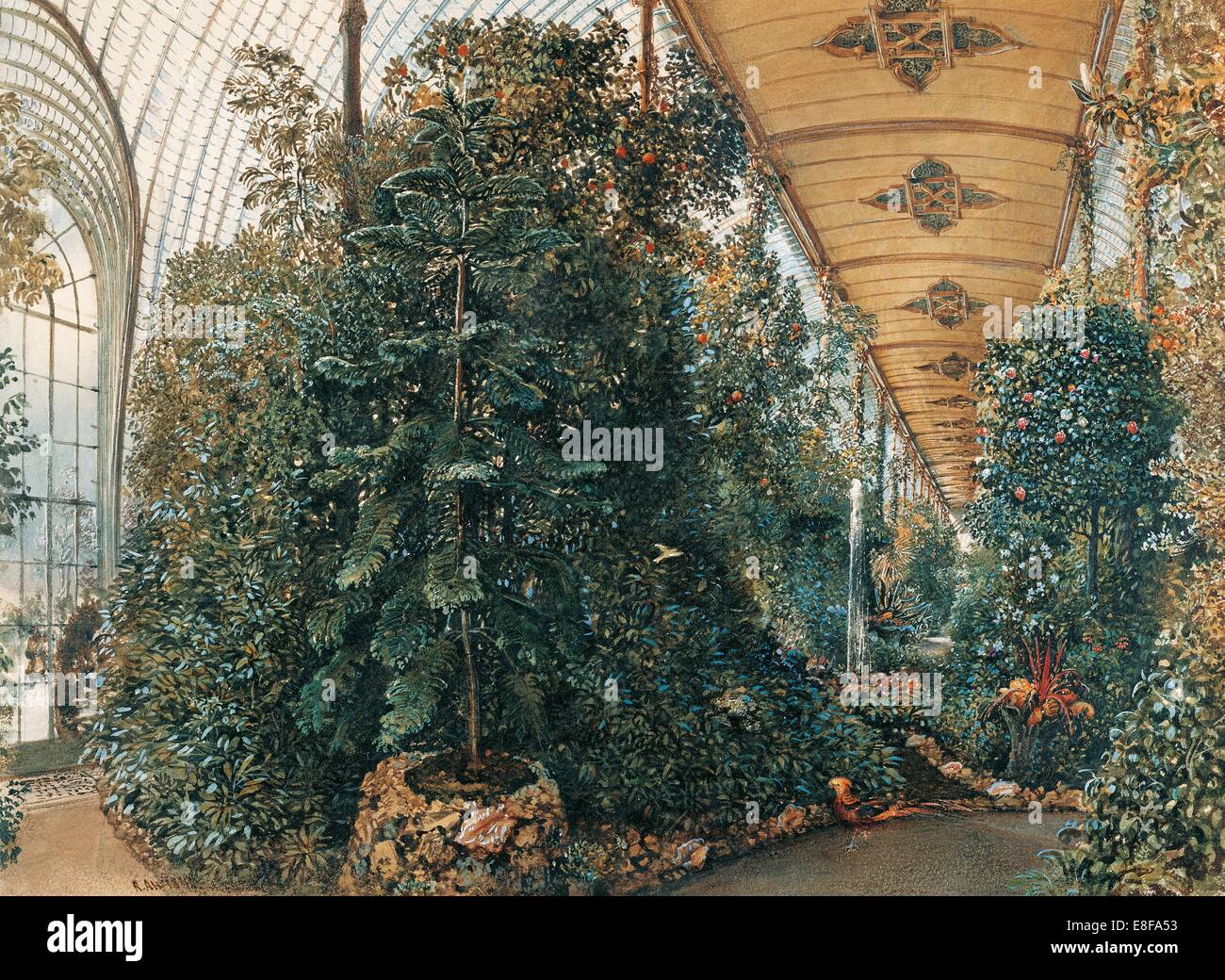 Innere des Palmenhauses Lednice Palast. Künstler: Alt, Rudolf von (1812-1905) Stockfoto