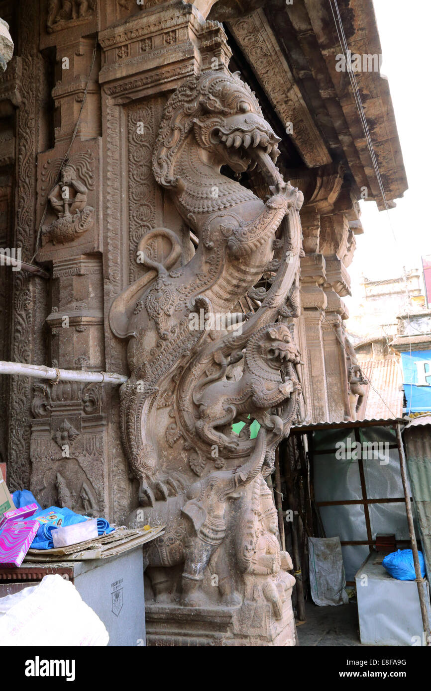 Meenakshi Amman Tempel, Meenakshi Sundareswarar Tempel, Tiru-Aalavaai, Meenakshi Amman Kovil, Madurai, Tamil Nadu, Indien. Stockfoto