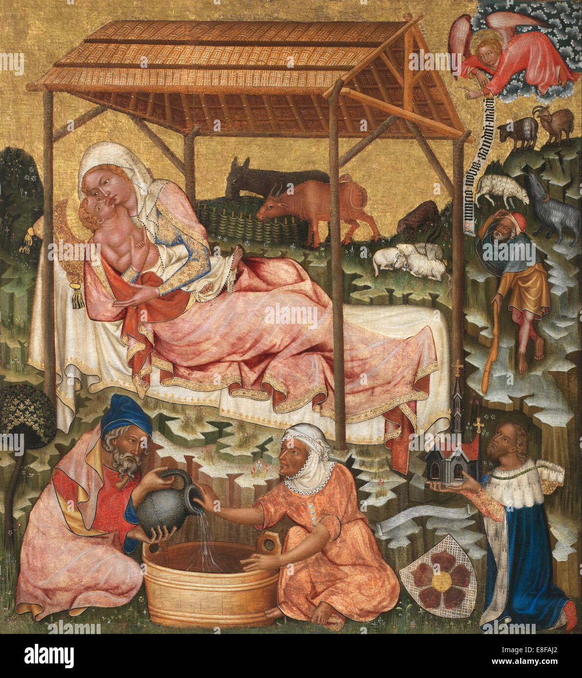 Die Geburt Christi. Künstler: Meister von Hohenfurth (aktiv ca. 1350) Stockfoto