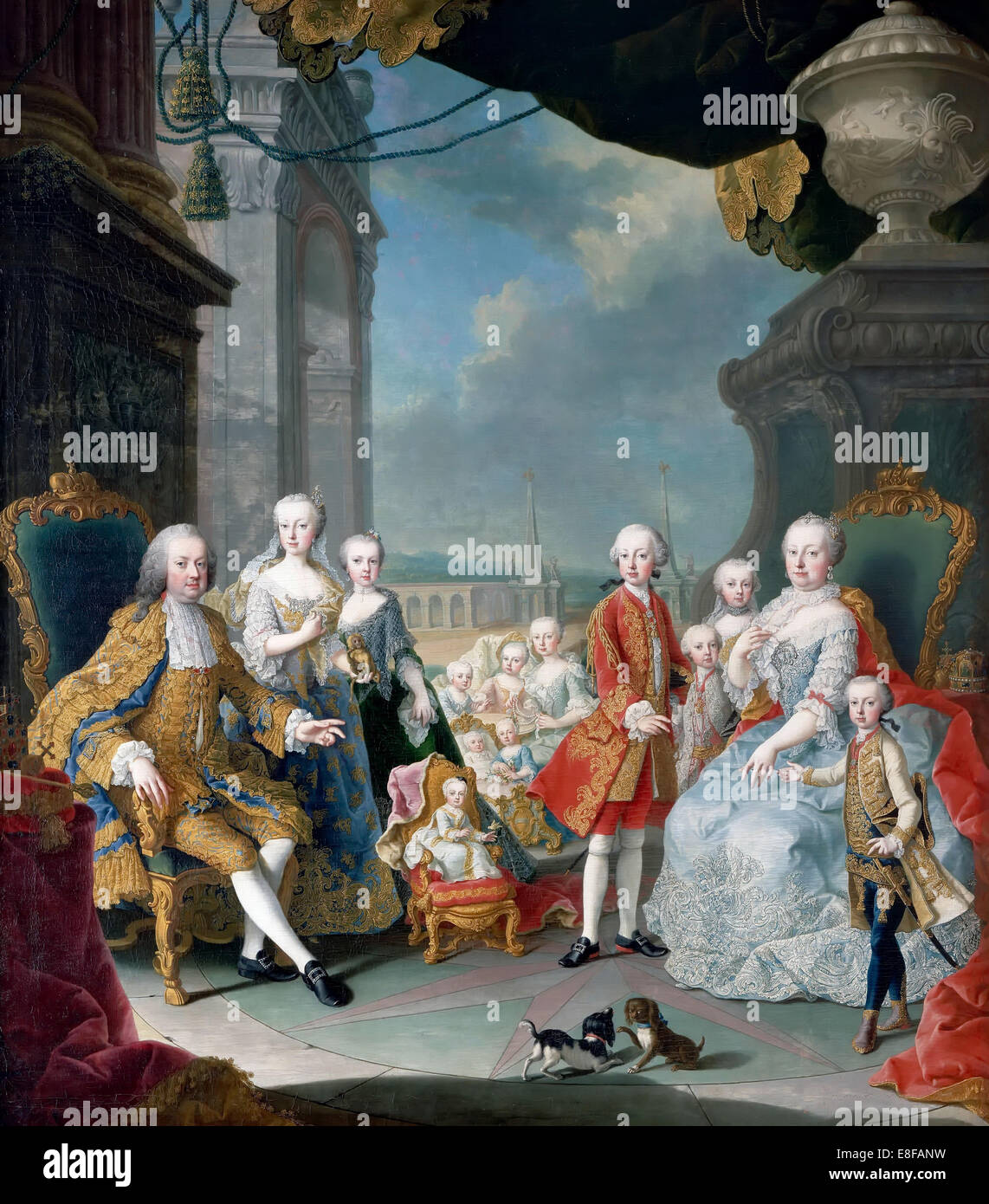 Maria Theresia von Österreich und Francis ich mit ihren Kindern. Künstler: Meytens, Martin van, der jüngere (1695-1770) Stockfoto