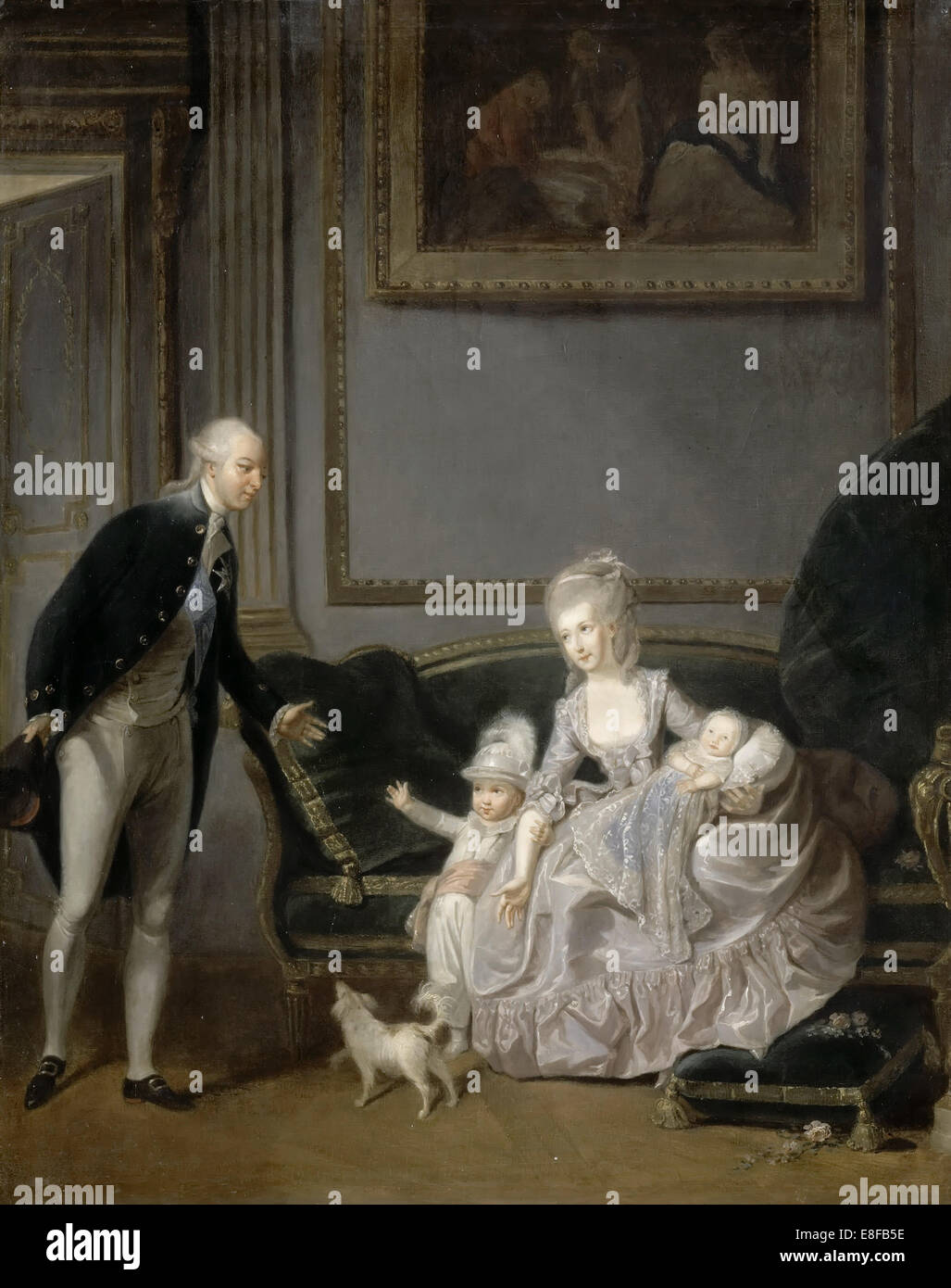 Die Familie von Louis Philippe Joseph d'Orléans (1747 – 1793) im Palais-Royal, 1776. Künstler: Cibot, Édouard (1799-1877) Stockfoto