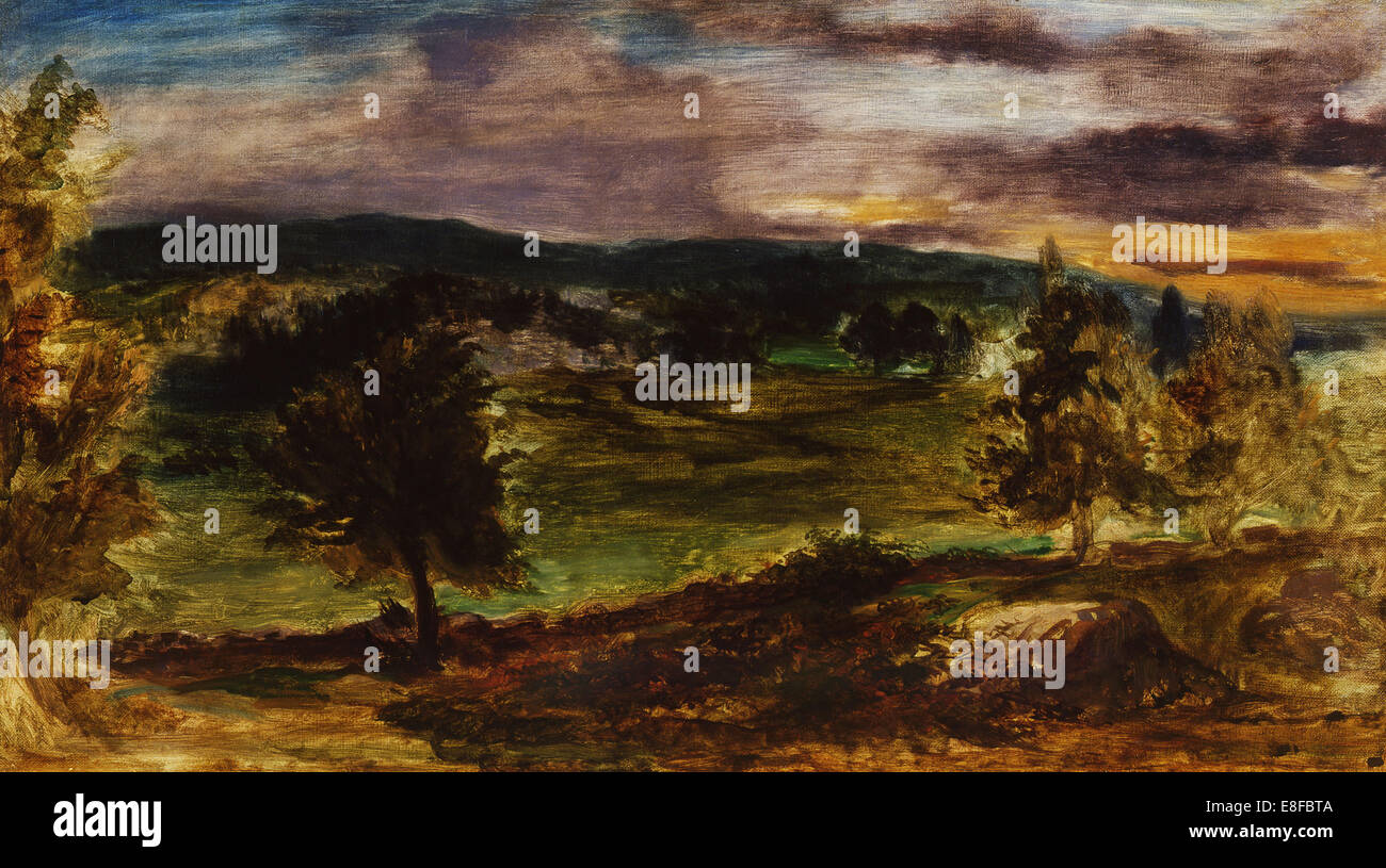 Landschaft bei Champrosay. Künstler: Delacroix, Eugène (1798-1863) Stockfoto
