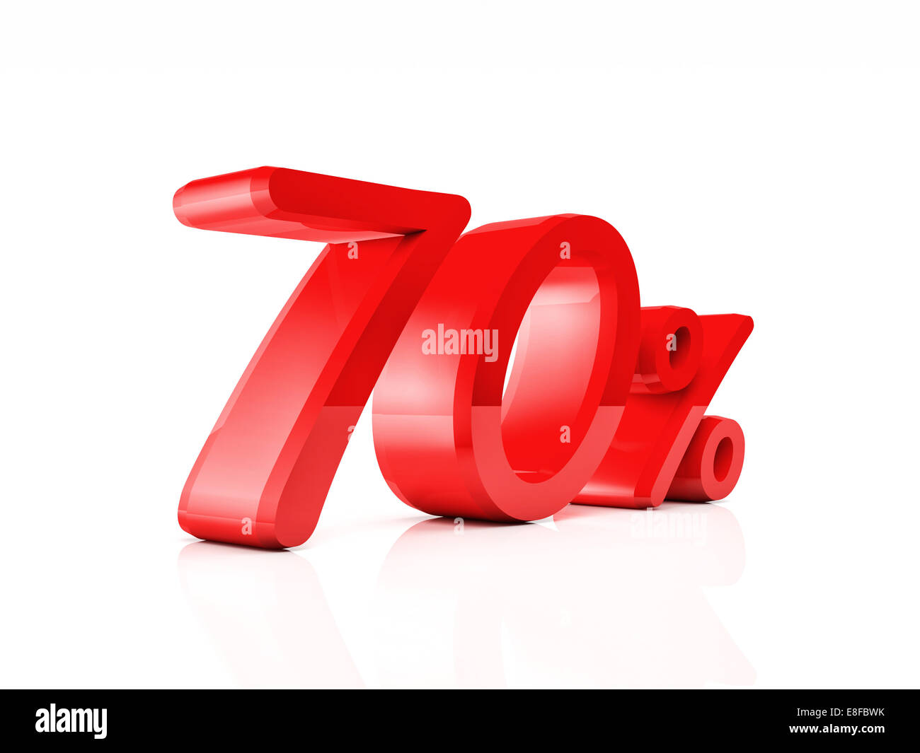 3D rot Text der Verkauf mit Preisnachlass auf weiß Stockfoto