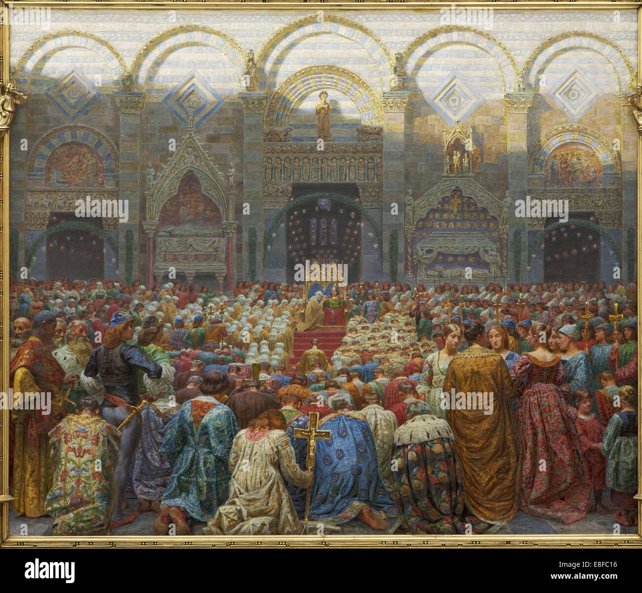 Der mystischen Hochzeit zwischen dem Bischof und der Äbtissin von Pistoia. Künstler: Zahrtmann Kristian (1843-1917) Stockfoto