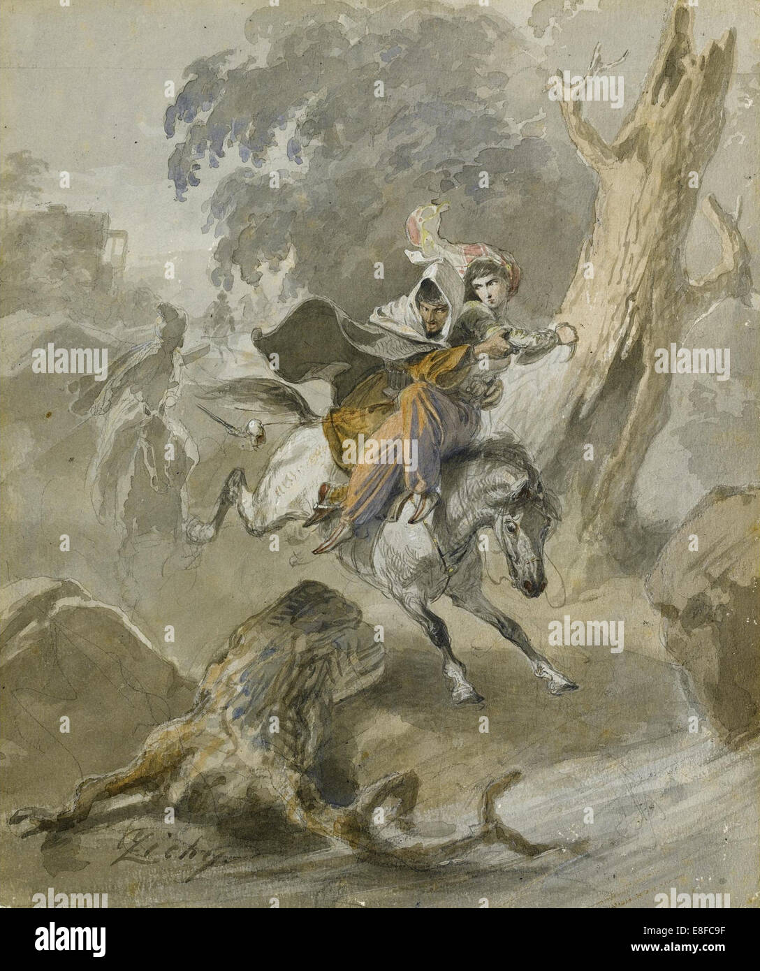 Die Entführung (aus der Serie Scènes du Kaukasus). Künstler: Zichy Mihály (1827-1906) Stockfoto