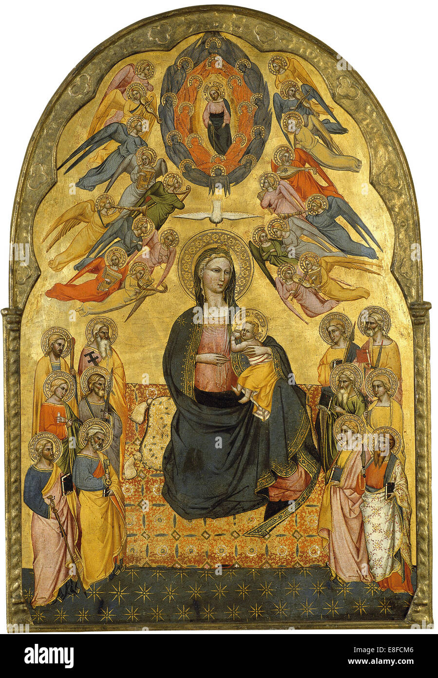 Die Jungfrau der Demut mit dem Heiligen Vater, den Heiligen Geist und die zwölf Apostel. Artist: Cenni di Francesco di ser Cenni (ca 1369-1415). Stockfoto