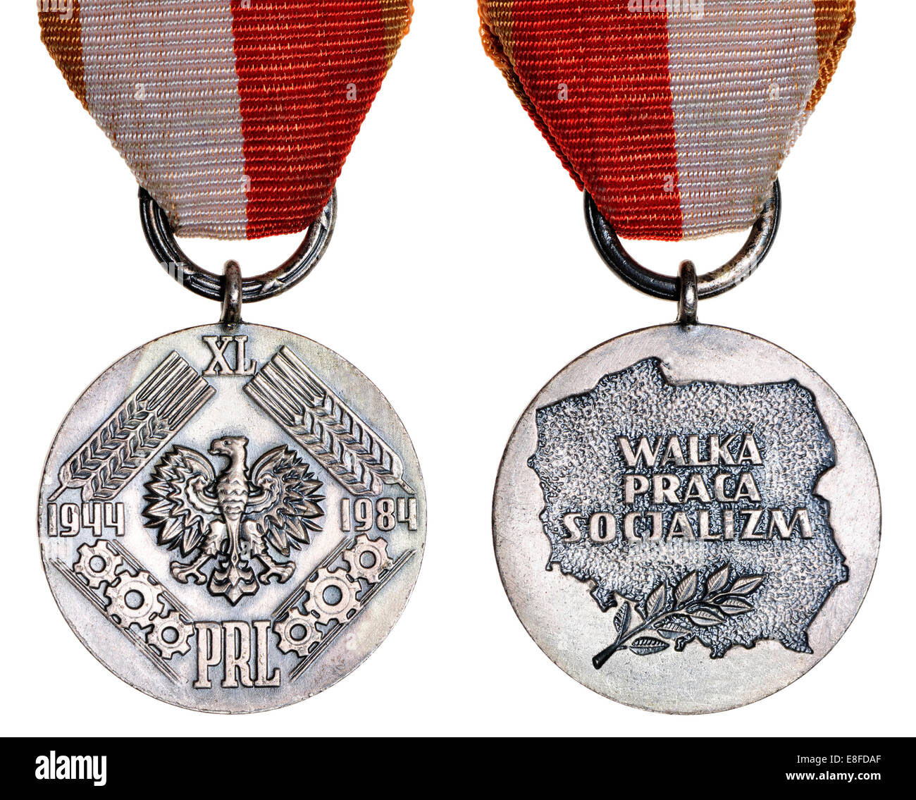 Polnische Medaille zur Erinnerung an den 40. Jahrestag der Volksrepublik Polen (1944-84) Stockfoto