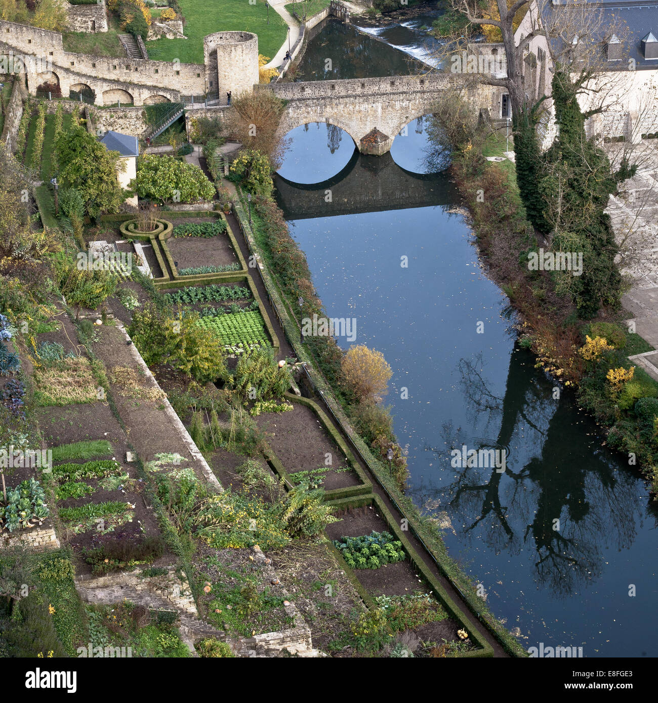 Luftaufnahme der Stadt Luxemburg Stockfoto
