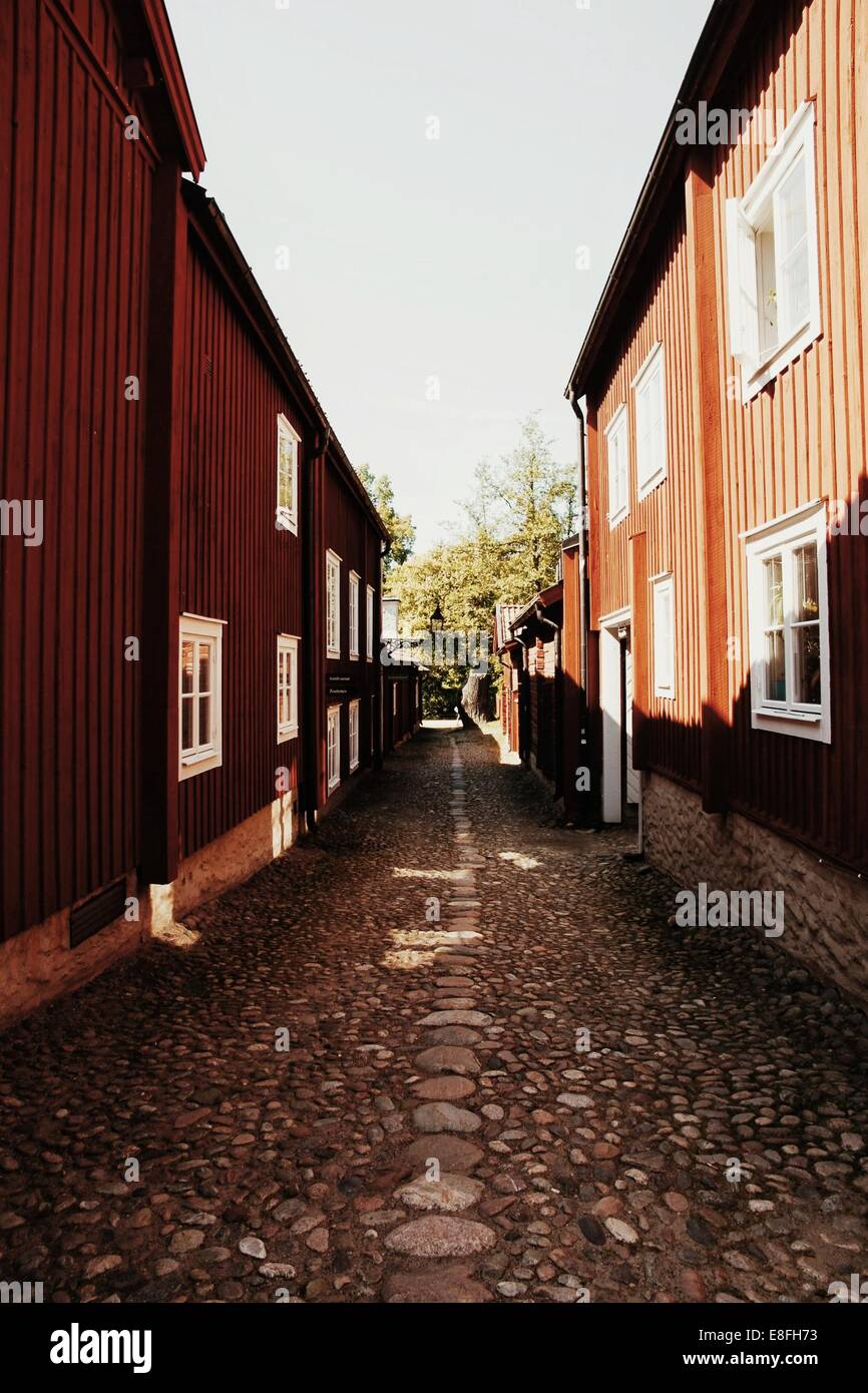 Gepflasterte Straße in Schweden Stockfoto