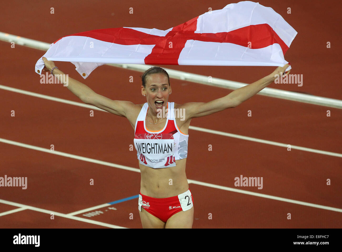 Laura Weightman (ENG)-Silbermedaille - Womens-1500m-Finale. Leichtathletik - Hampden Park - Glasgow - UK - 29.07.2014 - Commonwealth Gam Stockfoto