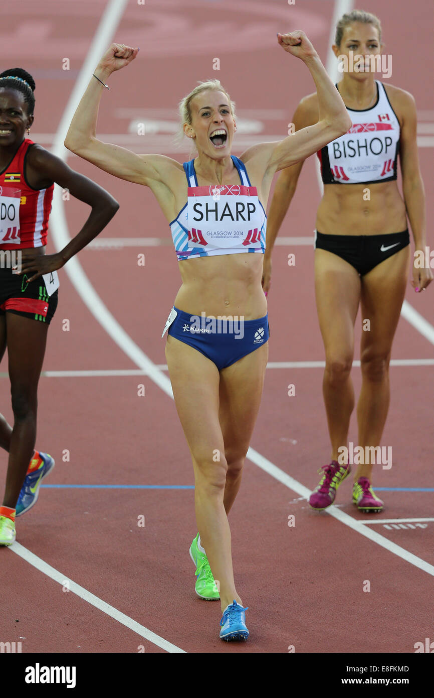Lynsey Sharp (SCO) feiert Gewinn der Silbermedaille - Womens 800m Finale. Leichtathletik - Hampden Park - Glasgow - UK - 01/08/201 Stockfoto