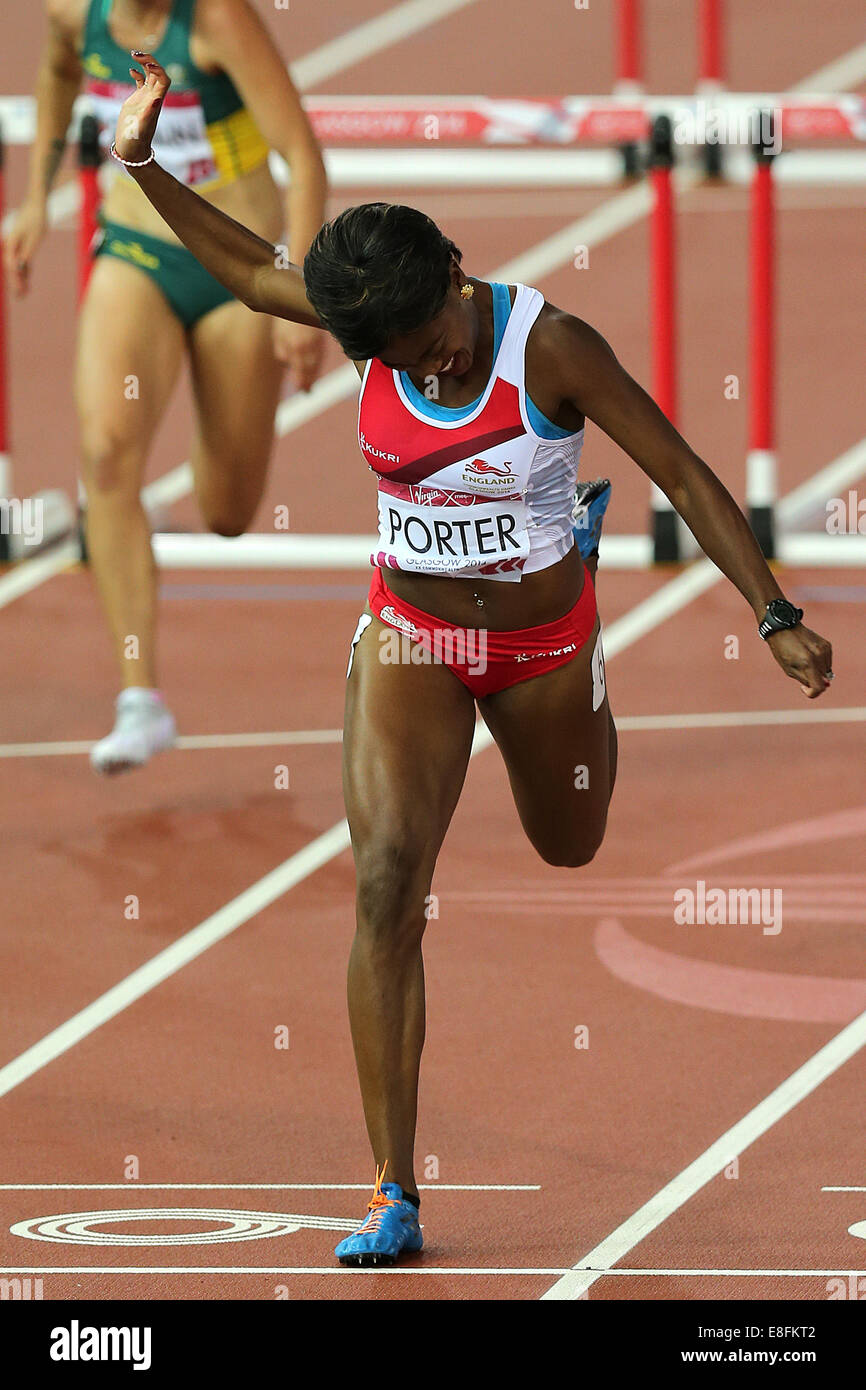 Tiffany Porter (ENG) die Silbermedaille. Frauen 100m Hürden. Leichtathletik - Hampden Park - Glasgow - UK - 08.01.2014 - Commonwealth Gam Stockfoto
