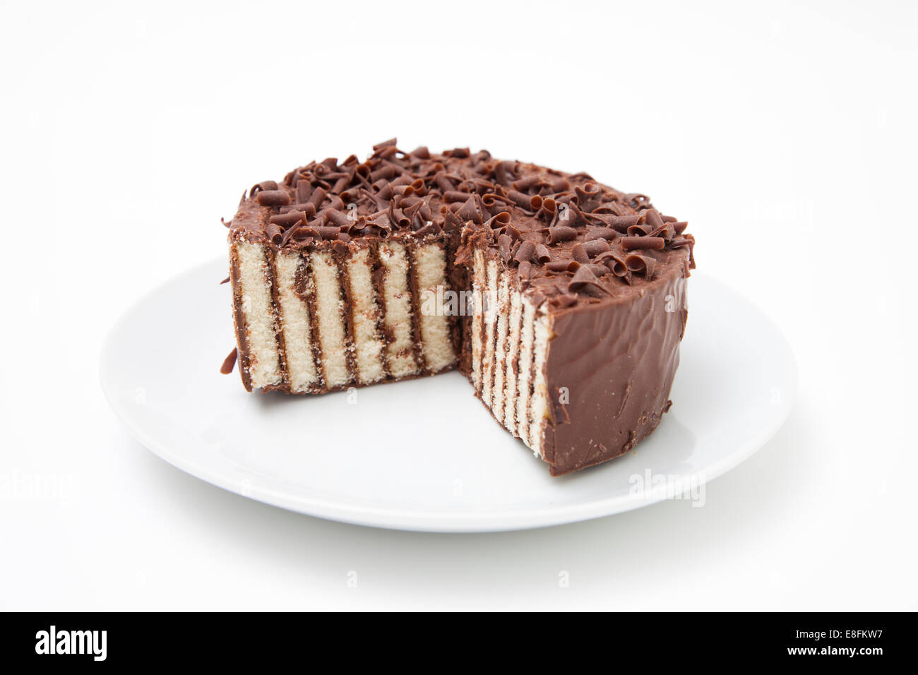 Schokoladen Torte auf einem Teller Stockfoto