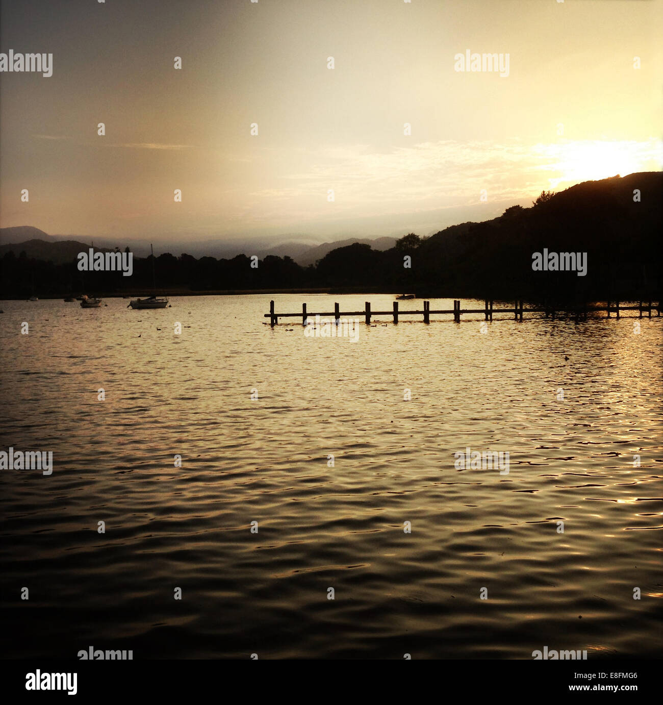 Vereinigtes Königreich, englischen Lake District, Sonnenuntergang über Lake Windermere Stockfoto