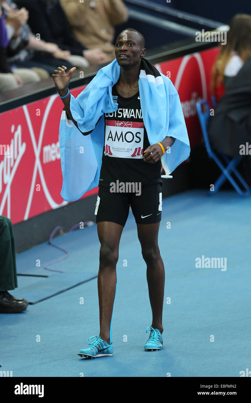 Astranaar Amos (BOT) gewinnt die Goldmedaille und feiert - Herren 800m Finale. Leichtathletik - Hampden Park - Glasgow - UK - 31.07.2014 - Co Stockfoto