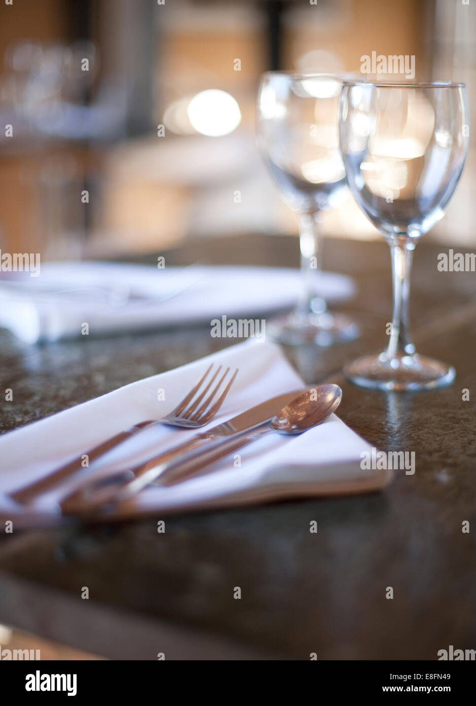 Gedeckter Tisch im restaurant Stockfoto