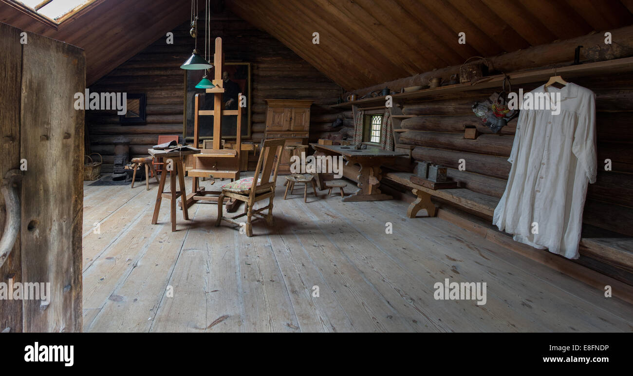 Das Studio, wo der berühmte Maler Anders Zorn in Mora, Schweden arbeitete. Stockfoto