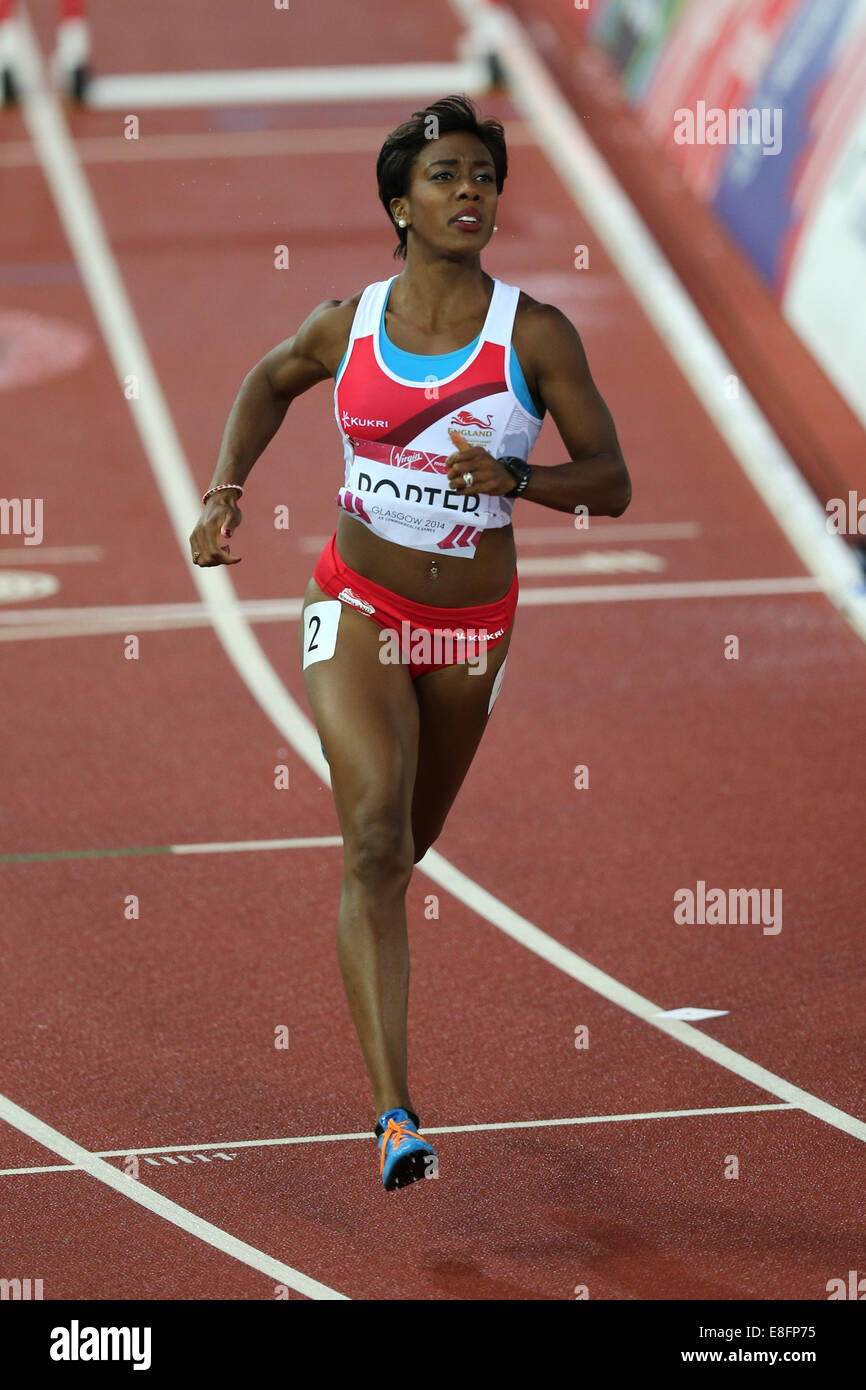 Tiffany Porter (ENG) qualifiziert aus Runde, Heat 1 - Frauen 100m Hürden Finale. Leichtathletik - Hampden Park - Glasgow - UK - 31/07 / Stockfoto