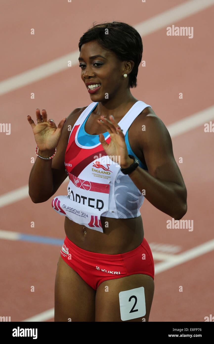 Tiffany Porter (ENG) qualifiziert aus Runde, Heat 1 - Frauen 100m Hürden Finale. Leichtathletik - Hampden Park - Glasgow - UK - 31/07 / Stockfoto