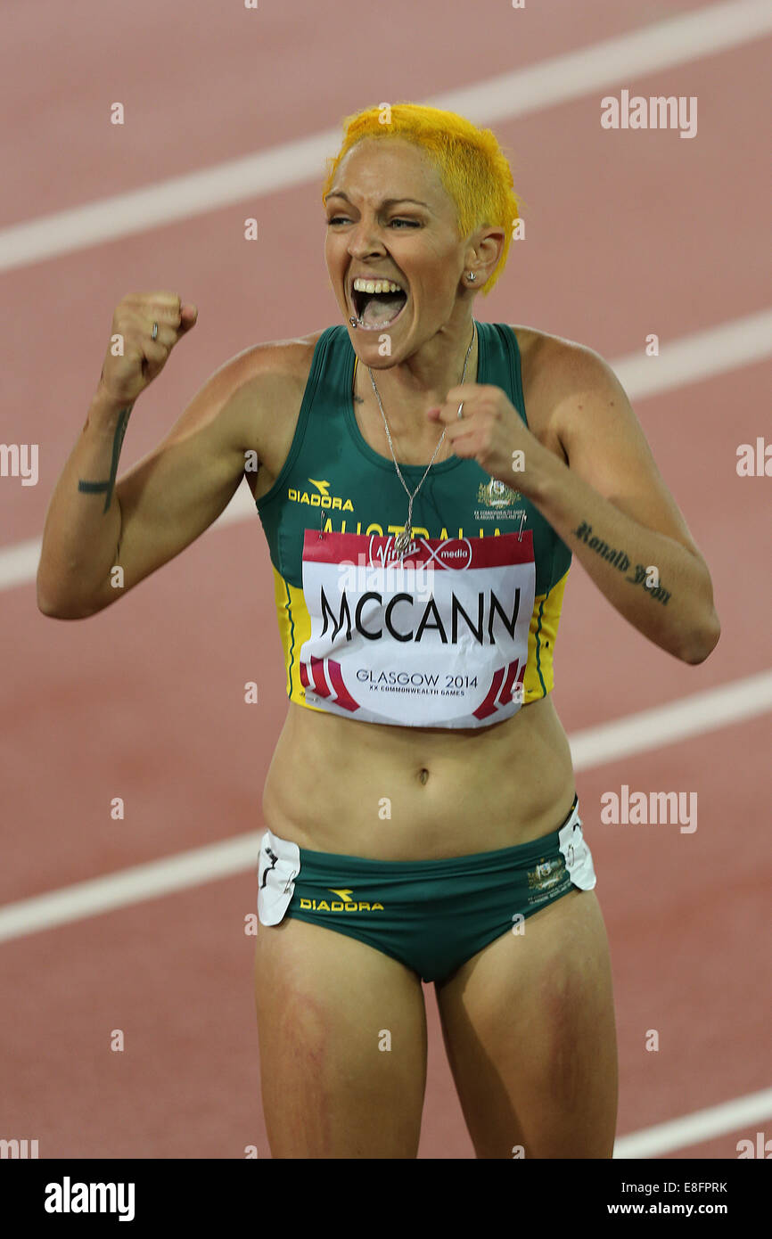 Shannon McCann (AUS) qualifiziert aus Runde 1, Heat 3 - Frauen 100m Hürden. Leichtathletik - Hampden Park - Glasgow - UK - 31.07.2014 Stockfoto