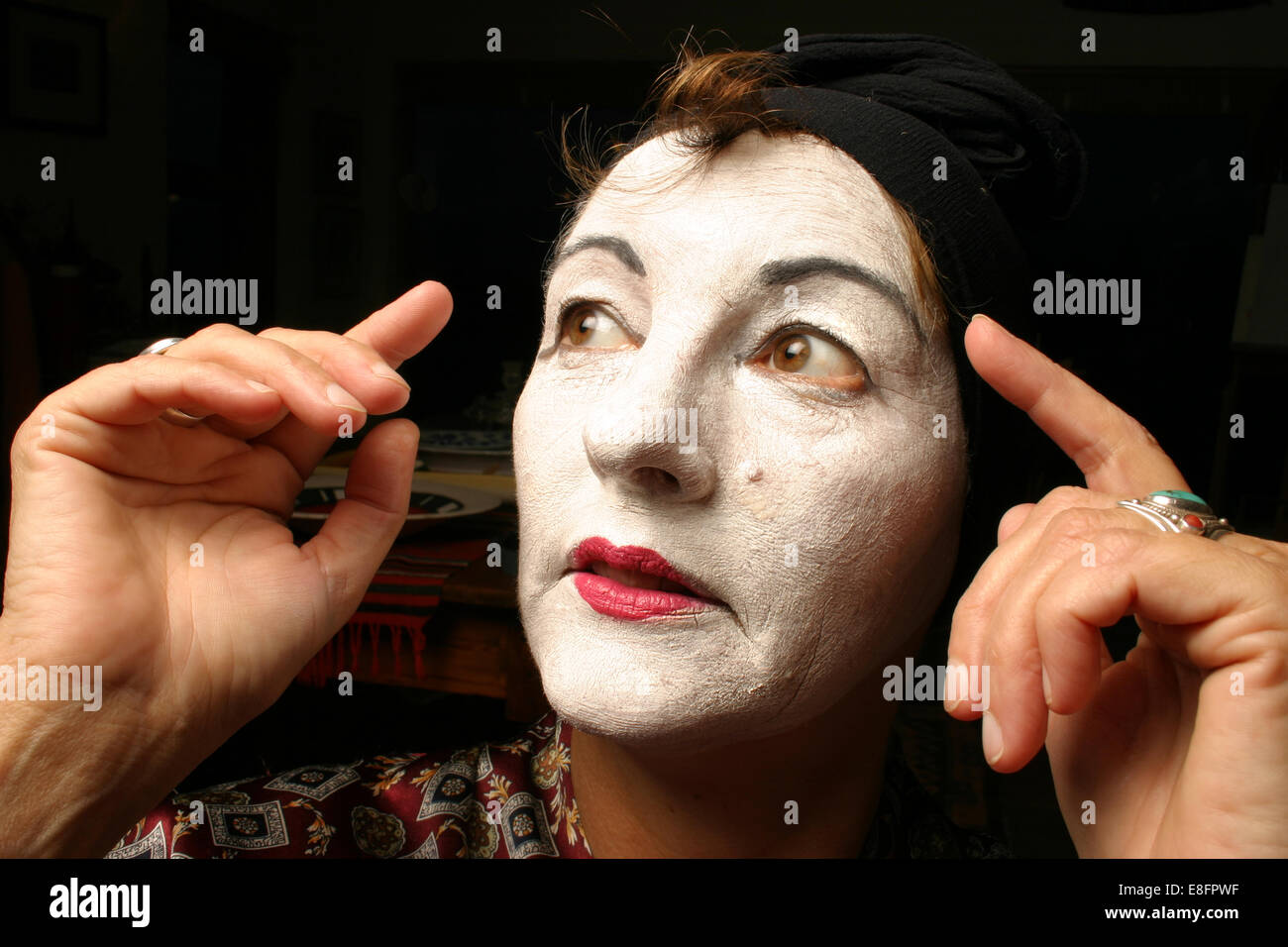 Nahaufnahme Porträt eines Mime-Künstlers Stockfoto