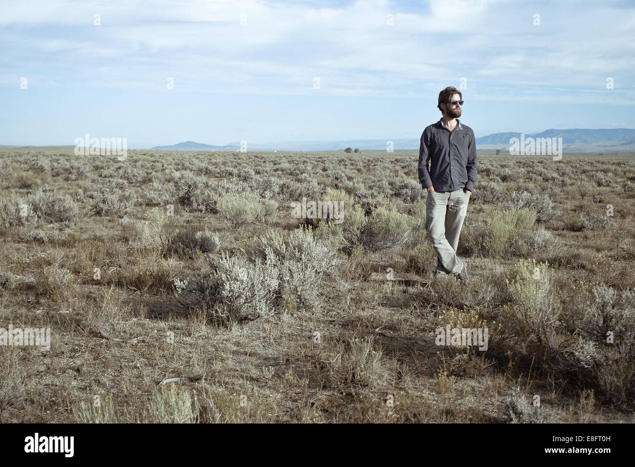 USA, Mann in Wüsten-Beifuß Stockfoto