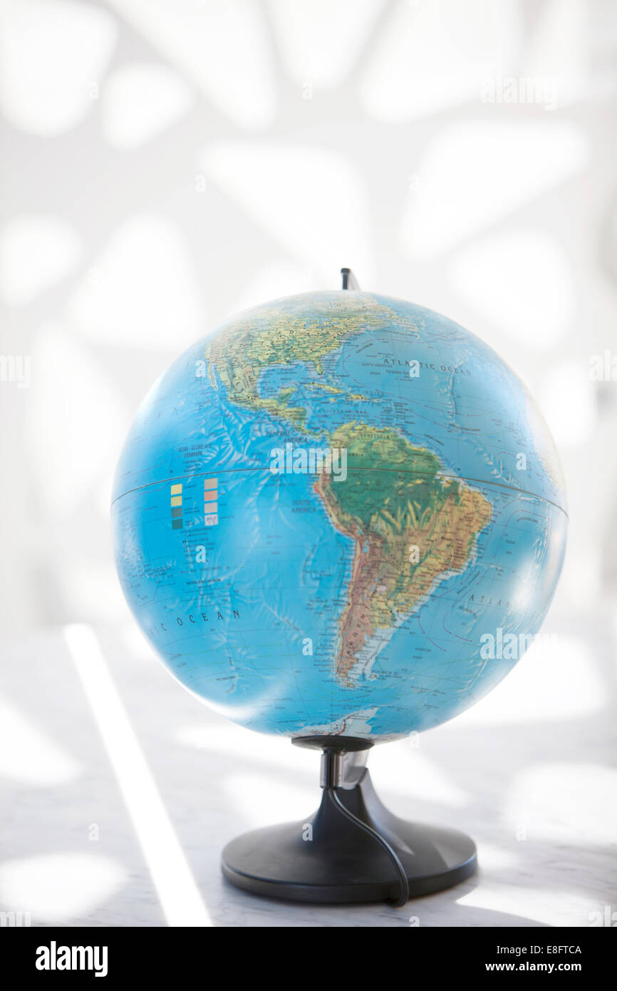 Globus mit Nordamerika und Südamerika Stockfoto