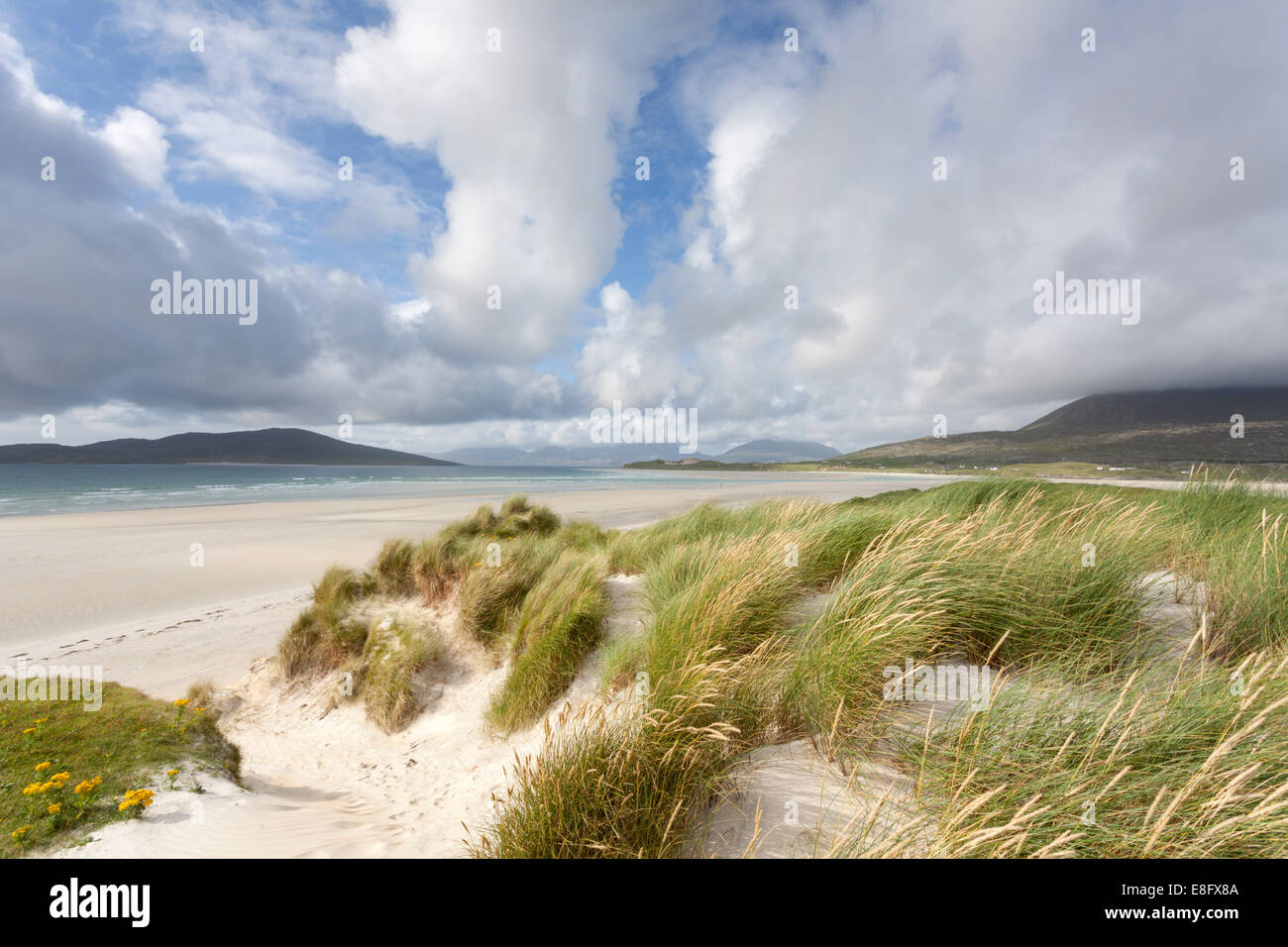Seilebost Strand und Dünen an einem sonnigen Sommernachmittag, Isle of Harris Stockfoto