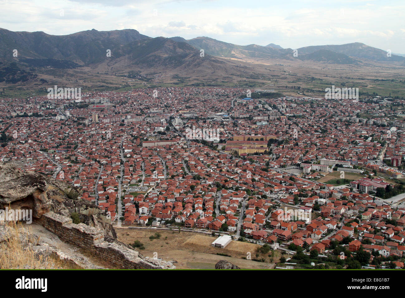 Blick über die Stadt Prilep, Mazedonien Stockfoto