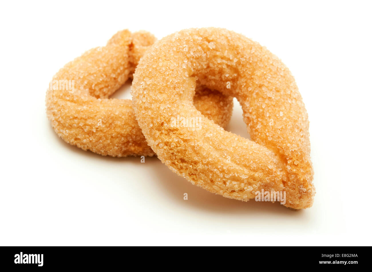 Torcetti Biellesi auf weißem Hintergrund Stockfoto