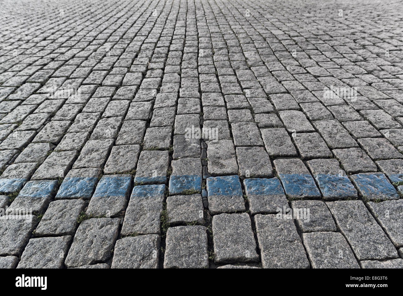Pflasterstein Pflaster Muster verschwinden in der Straße Perspektive Stockfoto