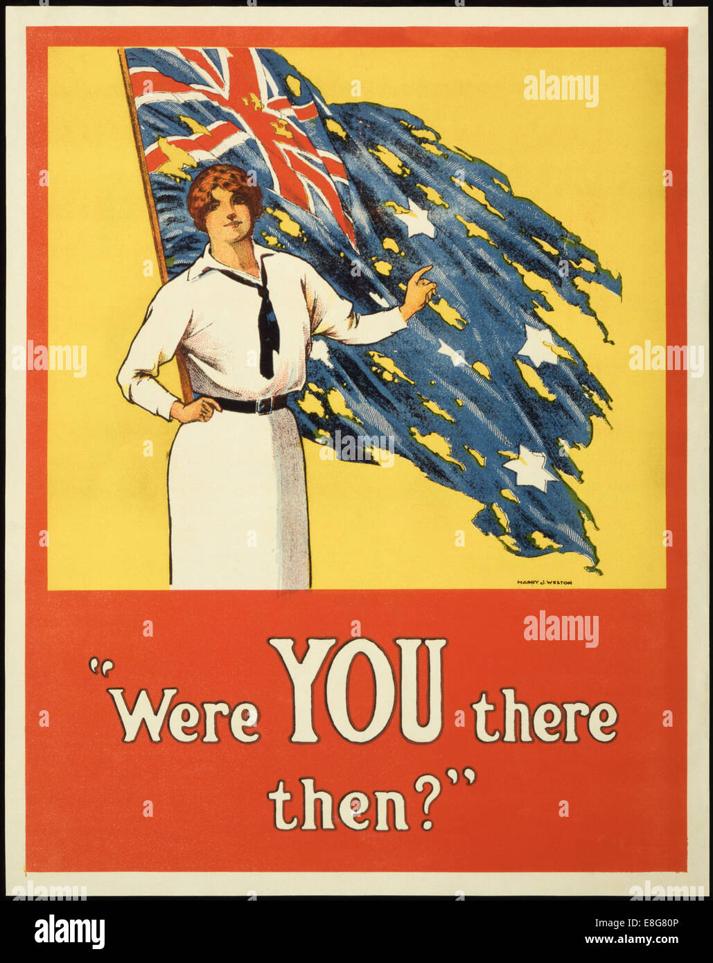 Australische recruiting Poster illustriert von Harry J Weston veröffentlichte im Jahre 1916. Siehe Beschreibung für mehr Informationen. Stockfoto
