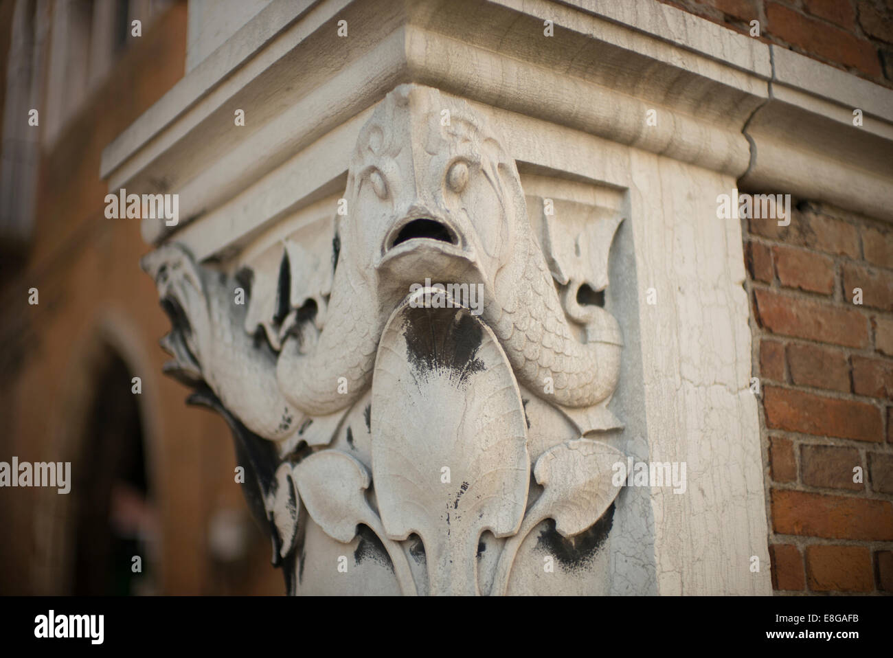 Bauen Detail der Rialto Fischmarkt, Venedig, Italien. Stockfoto