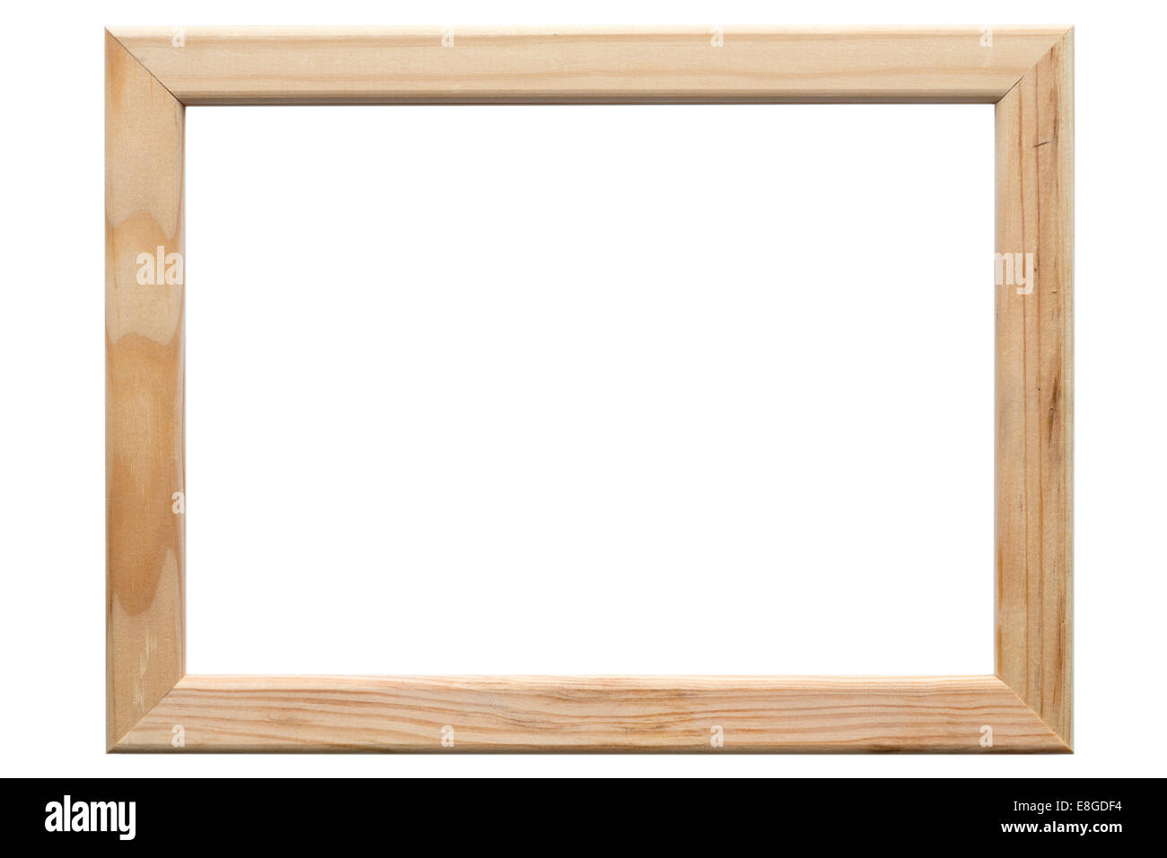 leichte Holz Bilderrahmen auf dem weißen Hintergrund Stockfoto