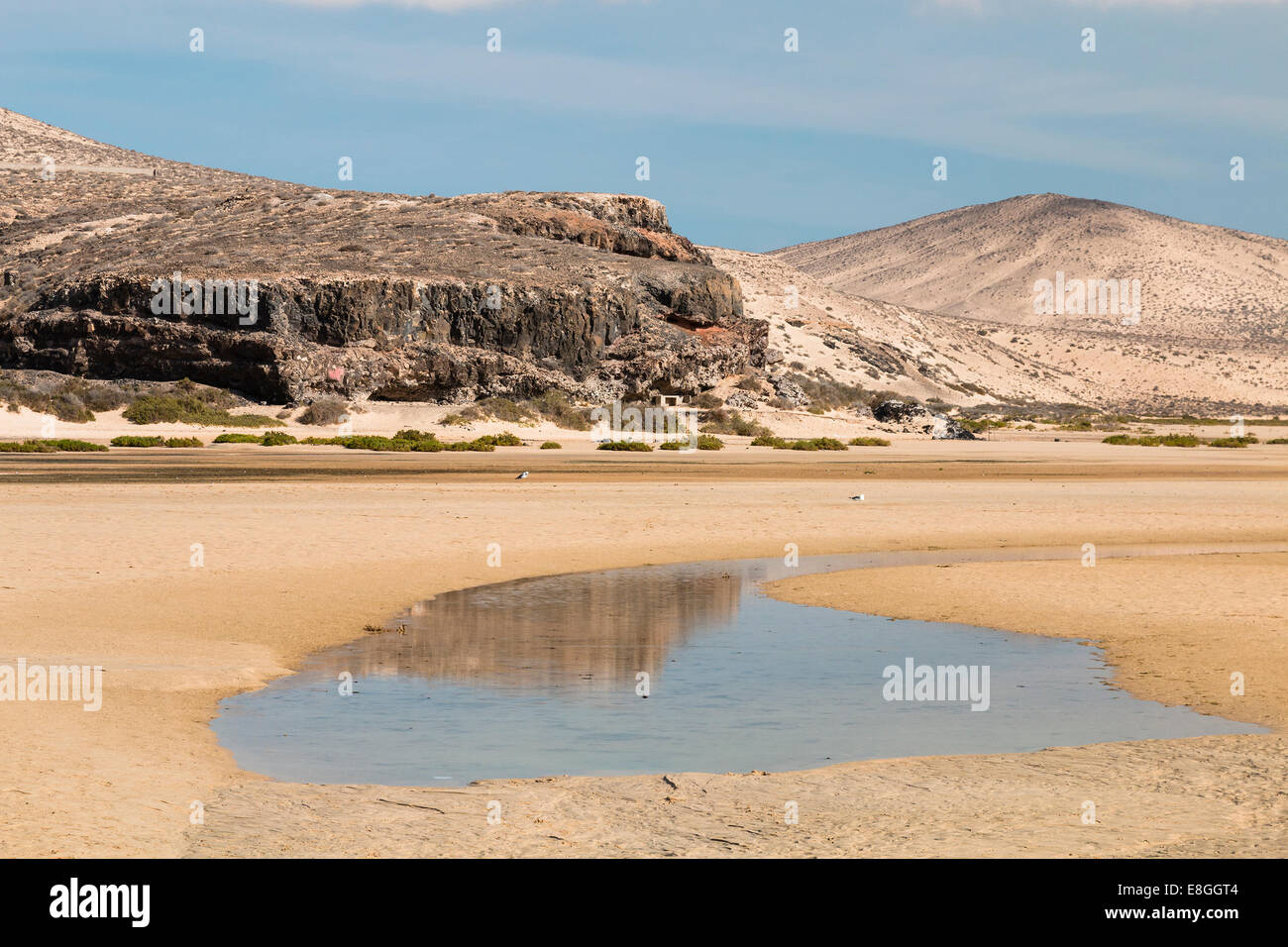 die berühmte Lagune in Playas de Sotavento, Fuerteventura bei Ebbe Stockfoto