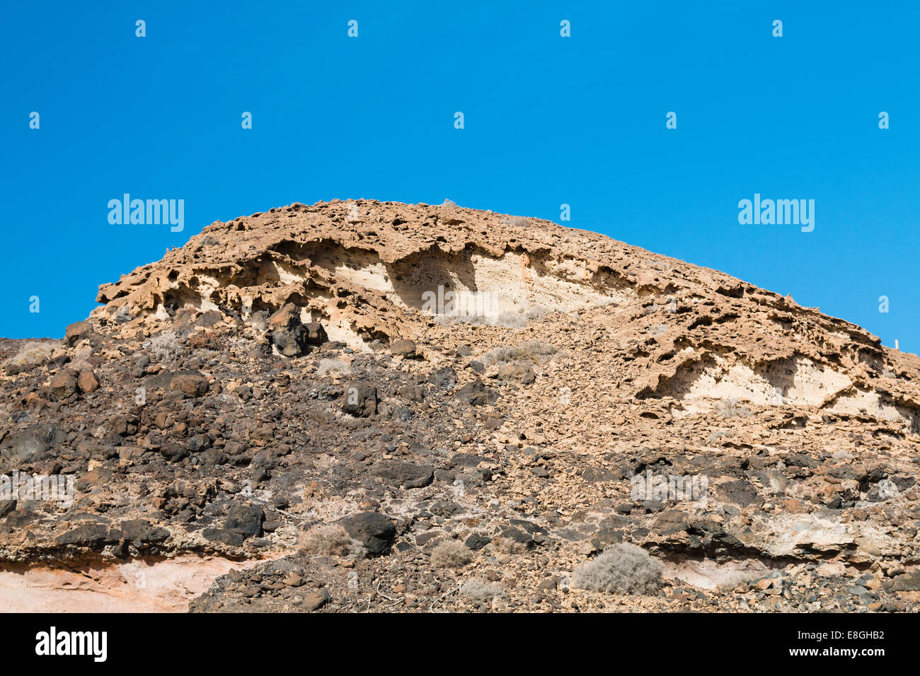 Erodierenden Gesteine und Sedimente in Fuerteventura Stockfoto