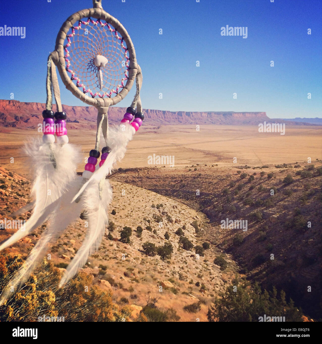 Traumfänger vor einer ländlichen Landschaft, Mesa, Arizona, USA Stockfoto