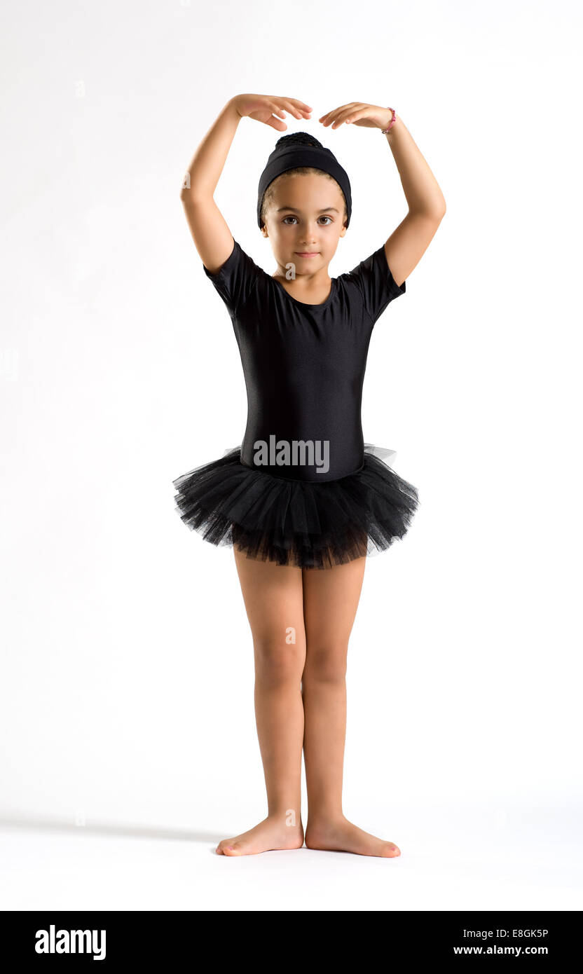 Kleine junge Mädchen in einem schwarzen tutu Stockfoto