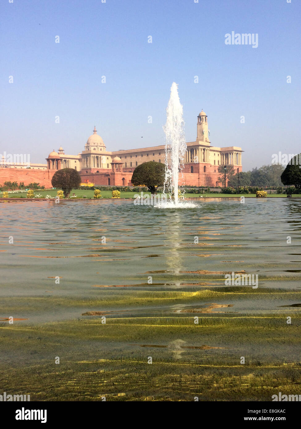 Indien, New Delhi, Lutyens, Brunnen am Vijay Chowk Stockfoto