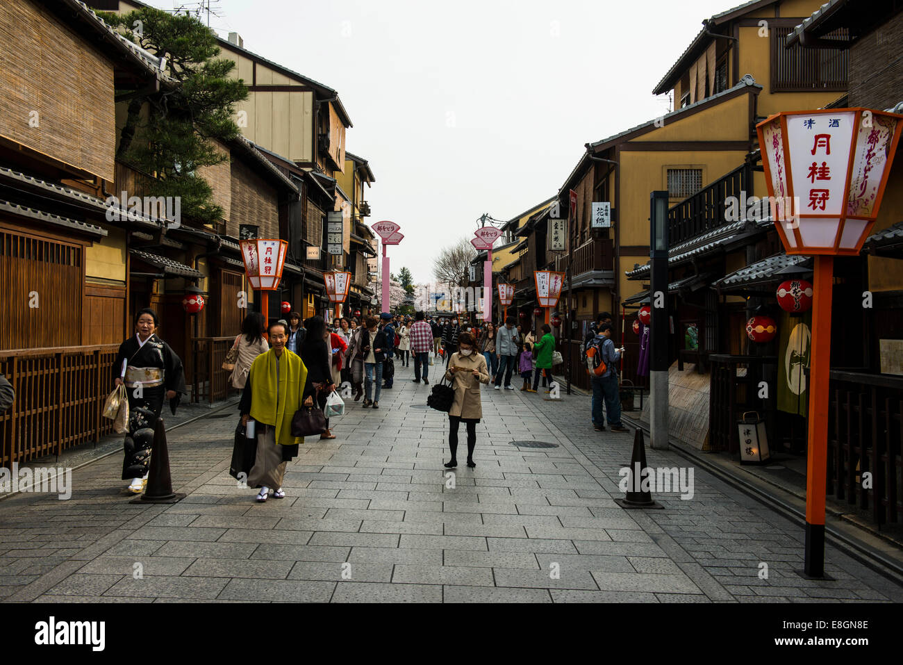 Fußgängerzone in der Geisha-Viertel Gion, Kyoto, Japan Stockfoto
