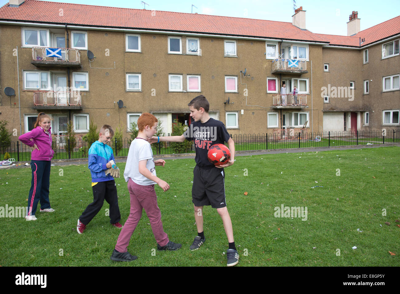 Glenburn Estate in Paisley, das eines der am stärksten benachteiligten Gebiete in Schottland und die meisten Familien leben in Armut, Schottland, Vereinigtes Königreich Stockfoto