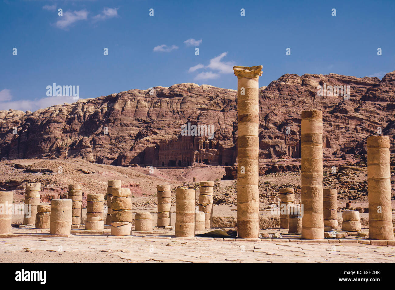 Jordanien, Petra, alten colonnes Stockfoto
