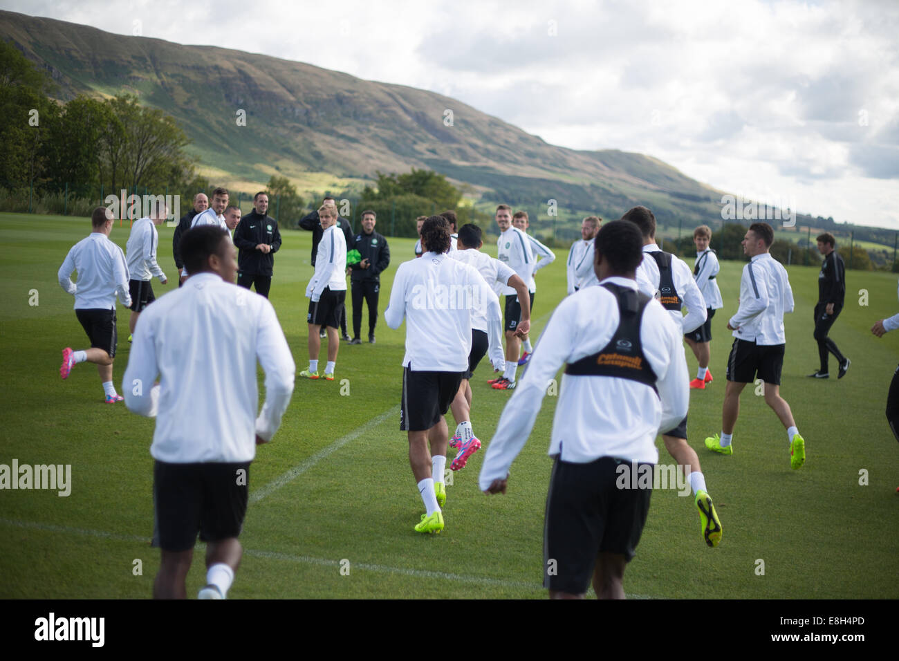 Celtic FC Spieler training auf ihre Lennoxtown Einrichtungen außerhalb Glasgow, Schottland Stockfoto