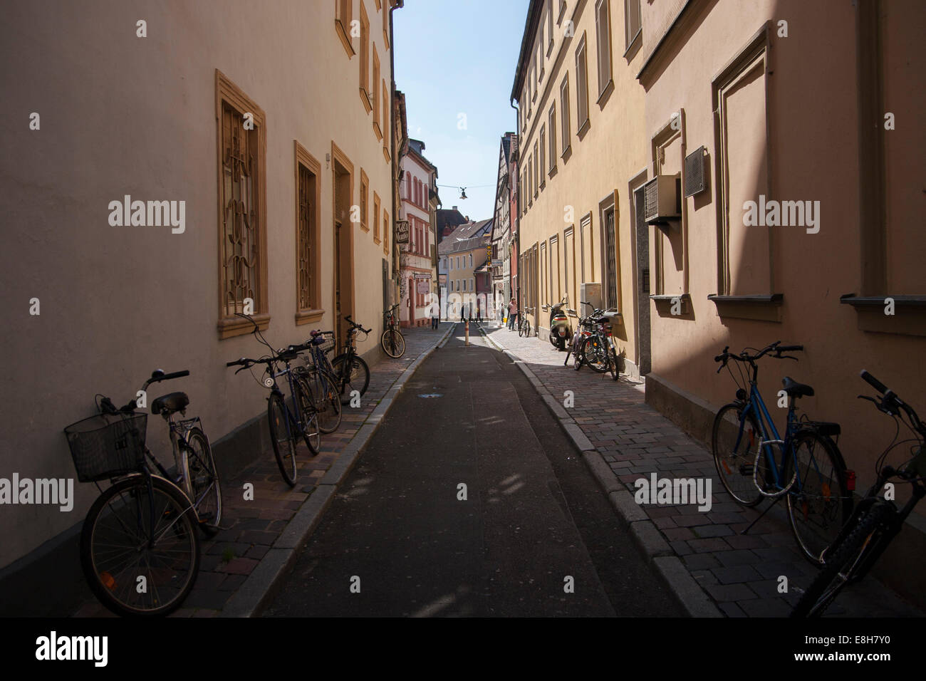 Gasse Bikes Häuser Bamberg Deutschland Stockfoto