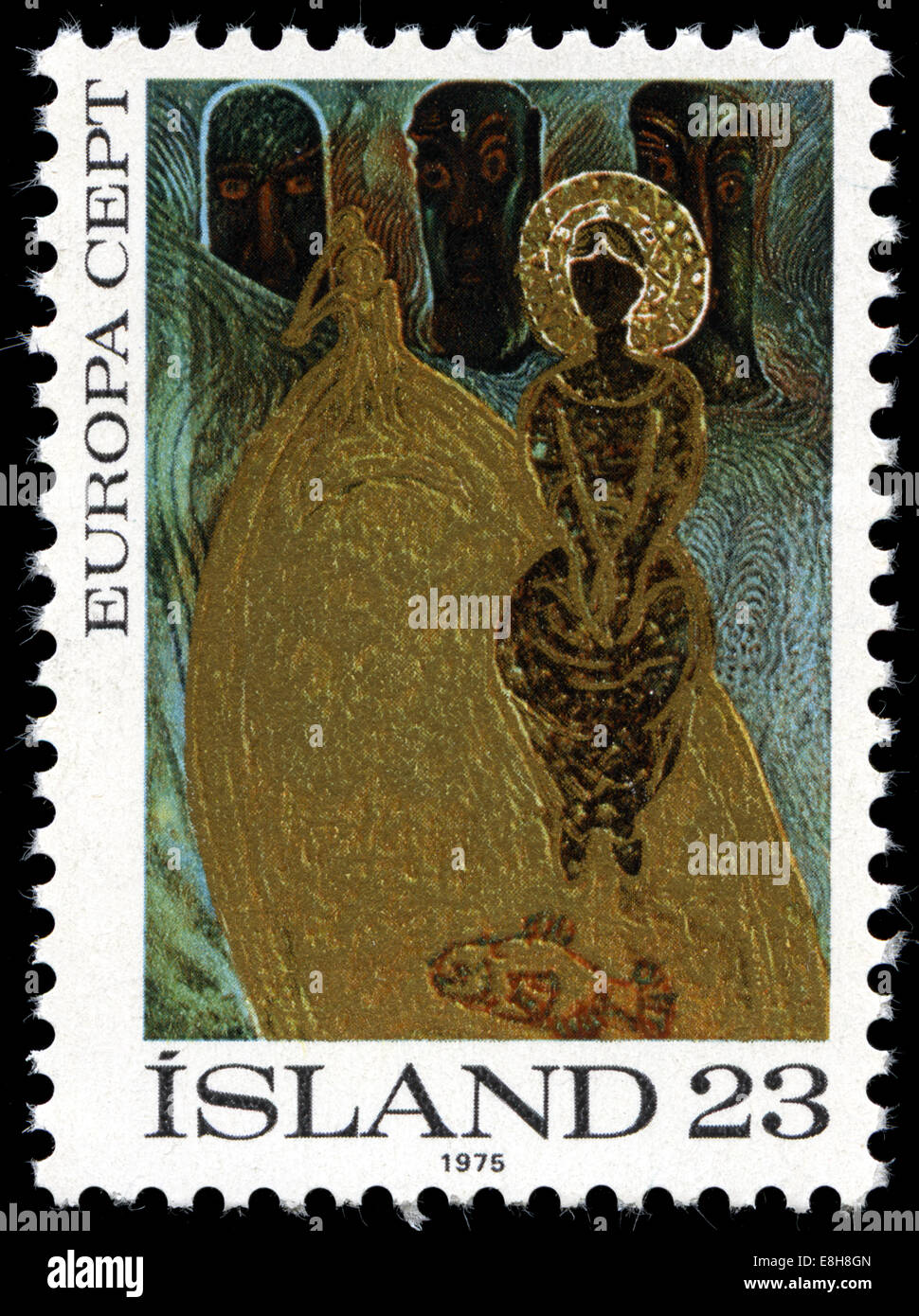 Poststempel Stempel aus Island im Europa (C.E.P.T.) Serie 1975 ausgestellt Stockfoto