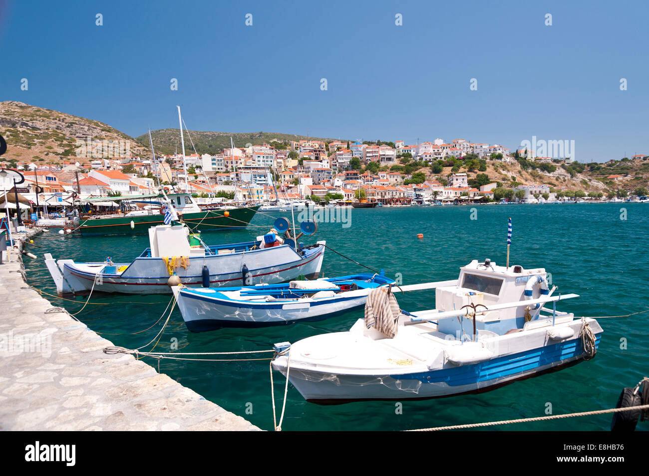 Angelboote/Fischerboote auf Samos Stockfoto