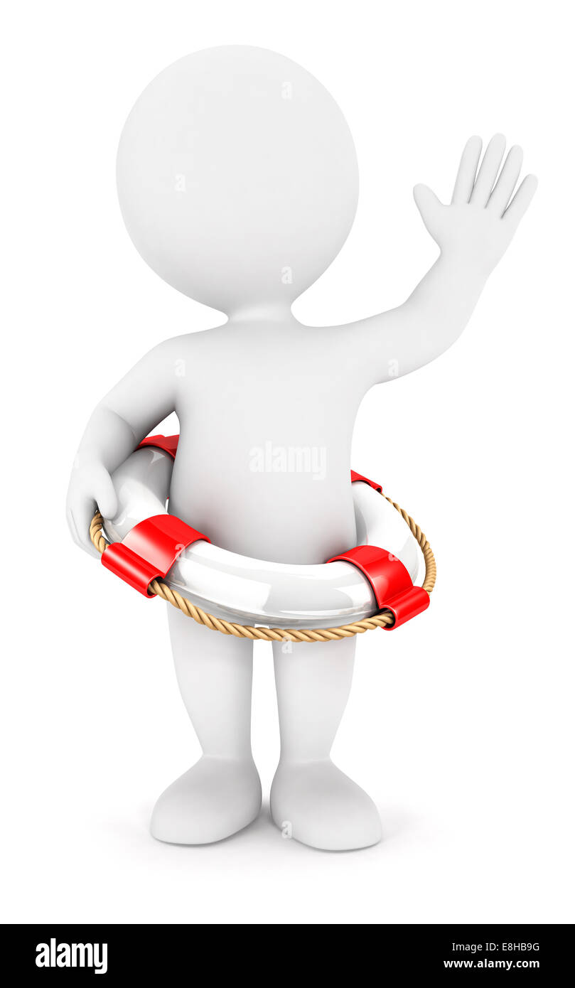 3D weißen Menschen zu retten, Ring, isoliert, weißer Hintergrund, 3d Bild Stockfoto